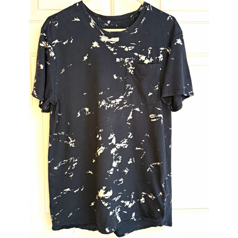 KR3W Men's Black/White Abstract Pocket Logo Crew Neck Short Sleeve Tee L